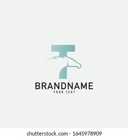 luxury initial letter T horse logo. modern icon, template design
