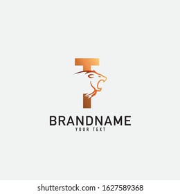 luxury initial letter T lion logo. modern icon, template design