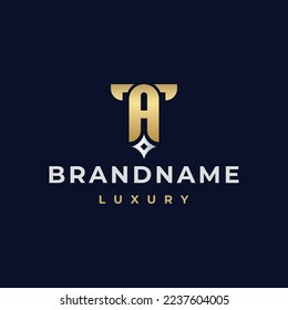 Luxury Initial Letter TA or AT Star Logo Icon Template Design
