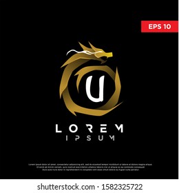 luxury initial letter u dragon logo. modern icon, template design