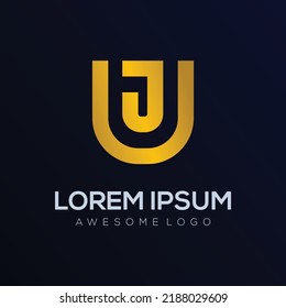 Ilustración del logotipo de la letra inicial U J de lujo para su empresa