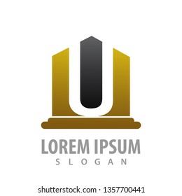 Luxury initial letter U pillar concept design. Symbol graphic template element 