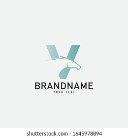 luxury initial letter V horse logo. modern icon, template design