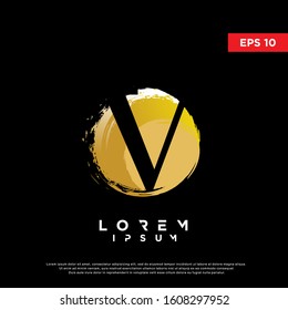 luxury initial letter v round brush logo. modern icon, template design