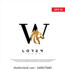 luxury initial letter w horse logo. modern icon, template design