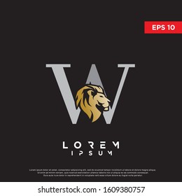 luxury initial letter w lion logo. modern icon, template design