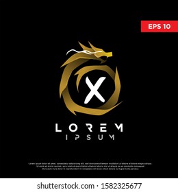 luxury initial letter x dragon logo. modern icon, template design