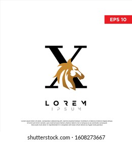 luxury initial letter x horse logo. modern icon, template design
