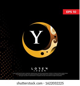 luxury initial letter y crescent moon logo. modern icon, template design