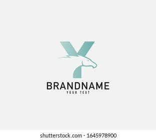 luxury initial letter y horse logo. modern icon, template design