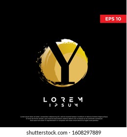 luxury initial letter y round brush logo. modern icon, template design
