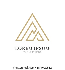 Luxury initial A with line concept in gold color