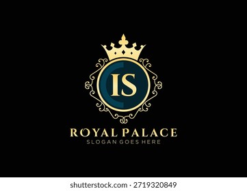 Luxury is initial logo, best template royal frame heraldic insignia. Elegant fashion brand identity design concept
