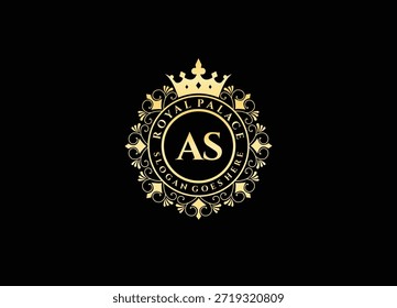 Luxury as initial logo, template royal crown heraldic insignia. Elegant fashion brand identity design concept
