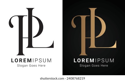 Luxury Initial LP or PL Monogram Text Letter Logo Design