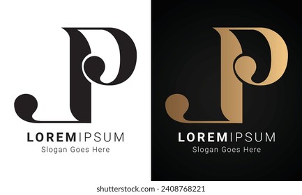 Luxury Initial LP or PL Monogram Text Letter Logo Design