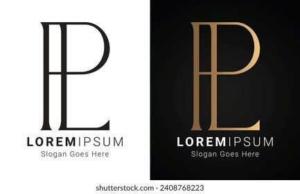 Luxury Initial LP or PL Monogram Text Letter Logo Design