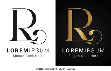 Luxury Initial LR or RL Monogram Text Letter Logo Design