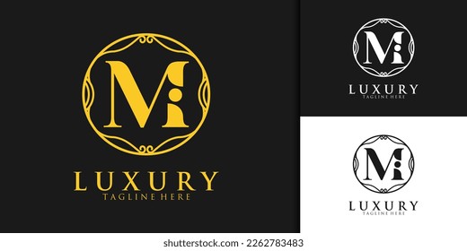 Luxury initial M Mi iM  logo design template