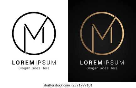 Luxury Initial M Monogram Text Letter Logo Design