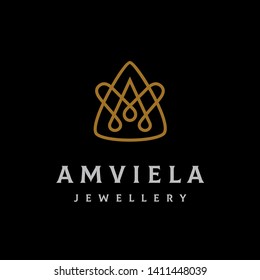 Luxury initial A and M triangle line art logo design