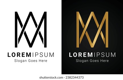 Luxury Initial MA or AM Monogram Text Letter Logo Design
