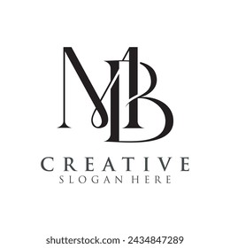 Luxury Initial MB  Monogram Text Letter Logo Design