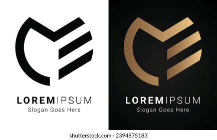 Luxury Initial ME or EM Monogram Text Letter Logo Design