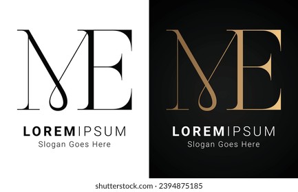 Luxury Initial ME or EM Monogram Text Letter Logo Design