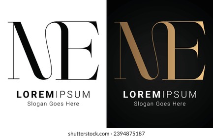 Luxury Initial ME or EM Monogram Text Letter Logo Design