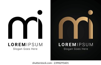 Luxury Initial MI or IM Monogram Text Letter Logo Design