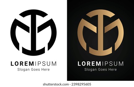 Luxury Initial MI or IM Monogram Text Letter Logo Design