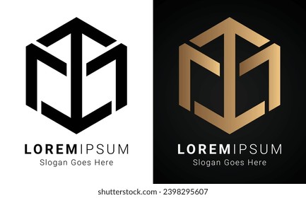 Luxury Initial MI or IM Monogram Text Letter Logo Design