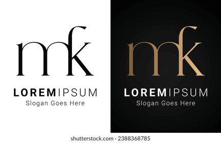 Diseño de la carta de texto original de lujo MK o KM