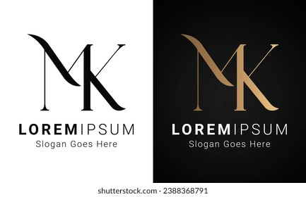 Luxury Initial MK or KM Monogram Text Letter Logo Design