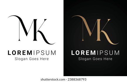 Luxury Initial MK or KM Monogram Text Letter Logo Design