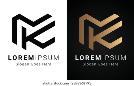 Luxury Initial MK or KM Monogram Text Letter Logo Design