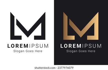 Luxury Initial ML or LM Monogram Text Letter Logo Design