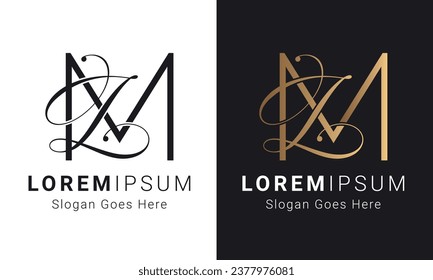 Logo-Design des ersten Logos von Luxus-ML oder LM-Monogramm-Textbuchstaben
