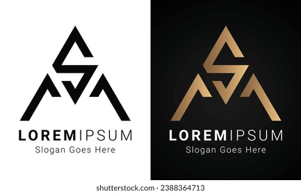Diseño de logotipo de carta de texto con monograma MS o SM inicial de lujo