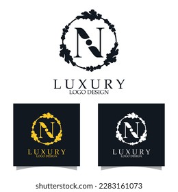 Luxury initial N Logo template for Restaurant Royalty Boutique Cafe Hotel Heraldic Jewelry etc