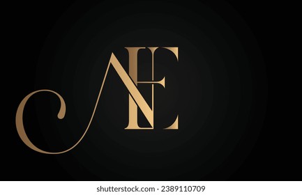 Luxury Initial NE or EN Monogram Text Letter Logo Design