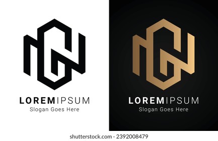Luxury Initial NG or GN Monogram Text Letter Logo Design