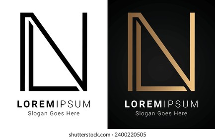 Luxury Initial NL or LN Monogram Text Letter Logo Design