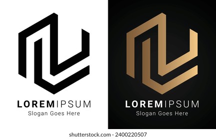 Luxury Initial NL or LN Monogram Text Letter Logo Design