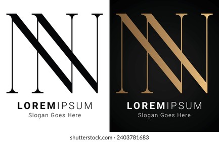 Luxury Initial NN Monogram Text Letter Logo Design