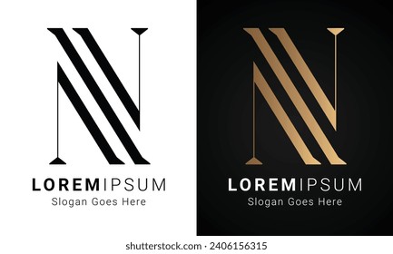 Luxury Initial NN Monogram Text Letter Logo Design