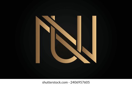 Luxury Initial NU or UN Monogram Text Letter Logo Design