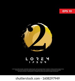 luxury initial number 2 round brush logo. modern icon, template design