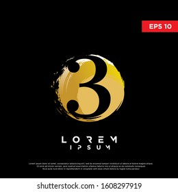luxury initial number 3 round brush logo. modern icon, template design